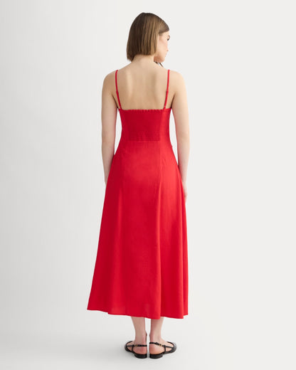 The Seamed Dress in Stretch Linen | Classic Red