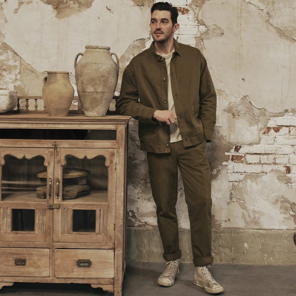 The Organic Cotton Herringbone Utility Jacket | Beech