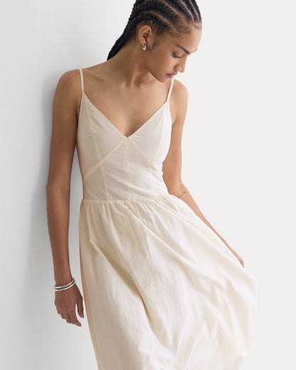 Midi Dress in Cotton Silk Voile | Bone