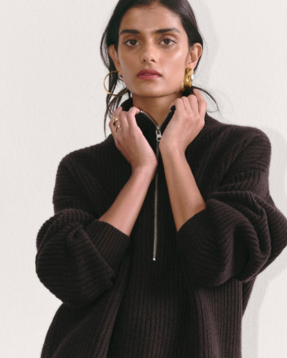 The Half-Zip Sweater in Luxe Merino | Black