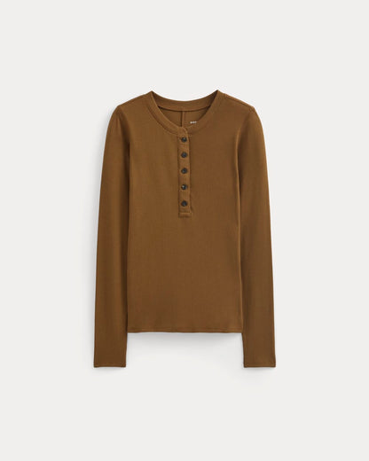 The Luxe Rib Henley | Toffee