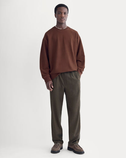 Twill Terry Jacquard Crew Sweatshirt | Dark Mahogany