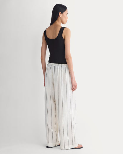 The Drawstring Pant in Linen | Gardenia/Meteorite