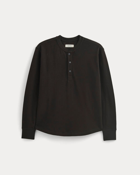 Thermal Henley in Cozy Waffle | Black