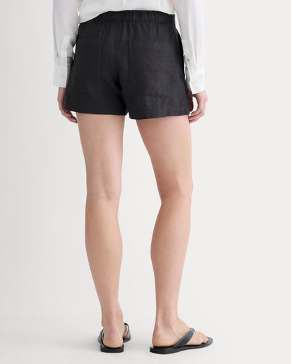 The Drawstring Boxer Short in Linen | Black