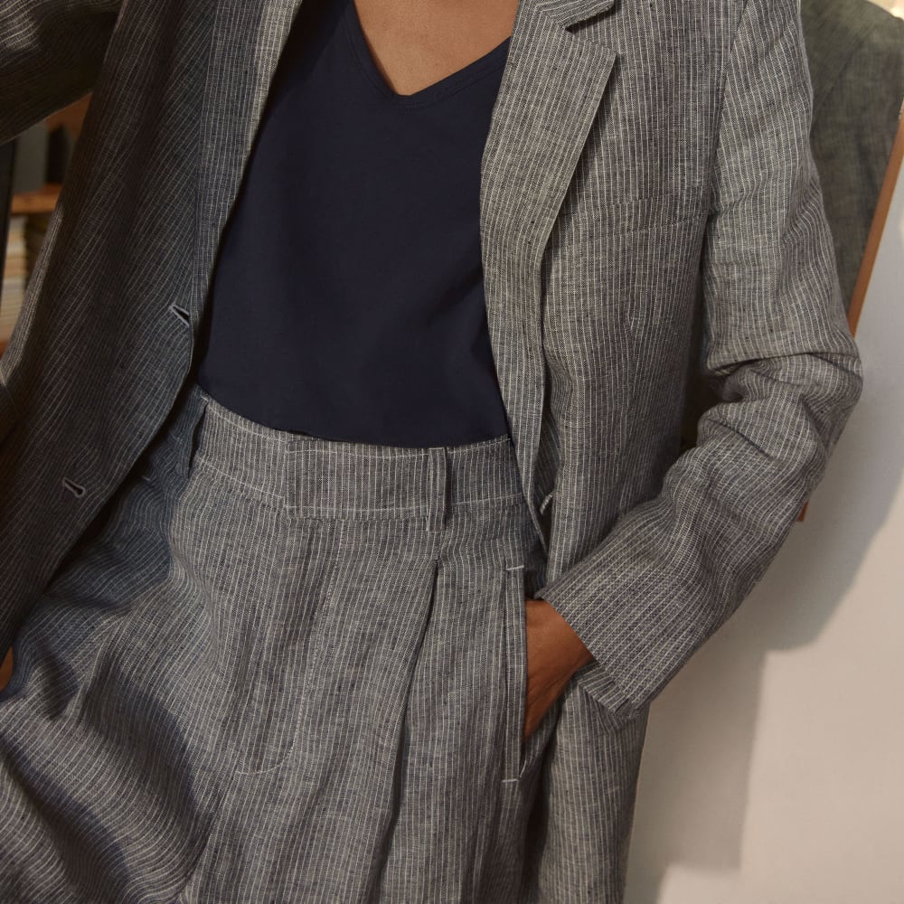 The Linen Way-High® Drape Pant  | Canvas Tan / Navy