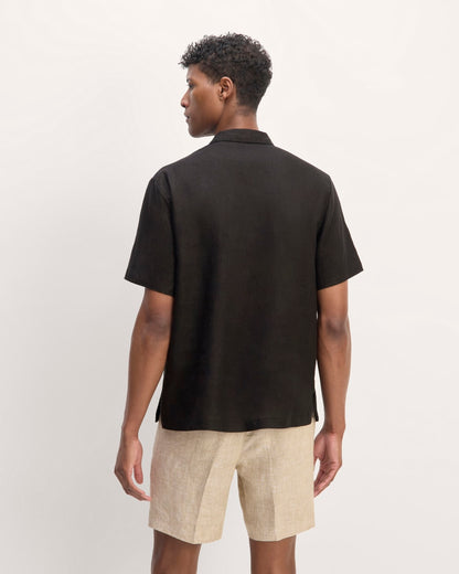 The Linen Short-Sleeve Popover Shirt | Black