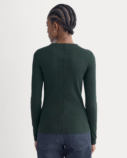 The Luxe Rib Funnel-Neck Tee | Heathered Dark Sea