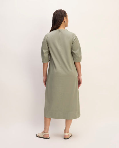 The Short-Sleeve Puff Midi Dress | Sage Green