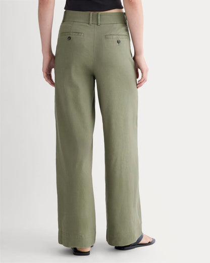The Wide-Leg Pant in Stretch Linen | Lichen Green