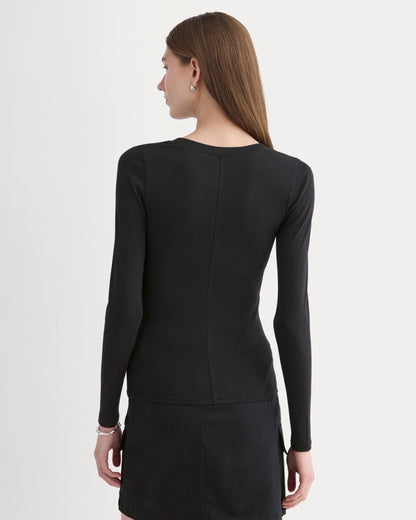 The Luxe Rib Henley | Black