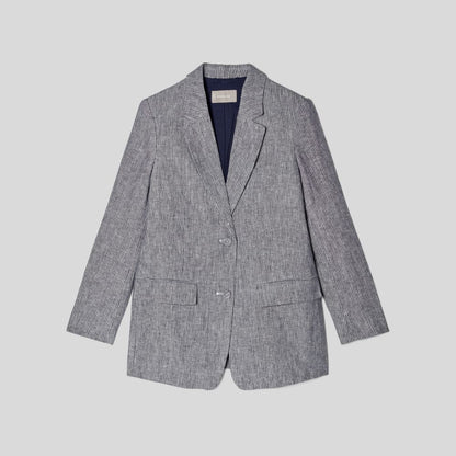 The Oversized Blazer in Linen | Canvas Tan / Navy