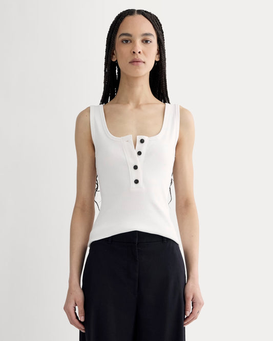The Selfie Henley Tank | White
