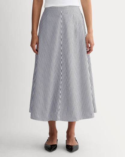 The Midi Skirt in Ultrasoft Cotton | Optic White / Black