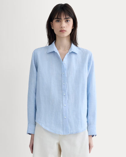 The Must-Have Shirt in Linen | Sky Blue / White
