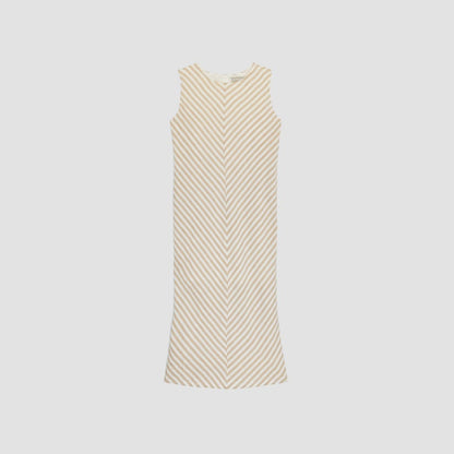 The Linen Bias Cut Dress | Bone / Caramel