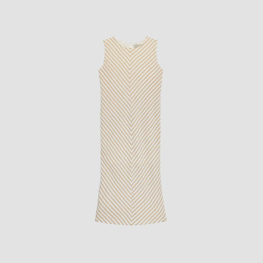 The Linen Bias Cut Dress | Bone / Caramel