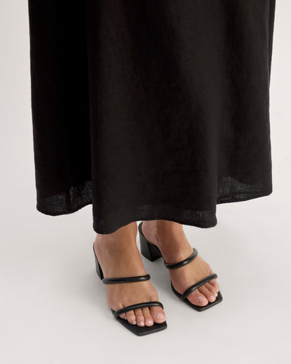 The Linen Halter-Neck Dress | Black