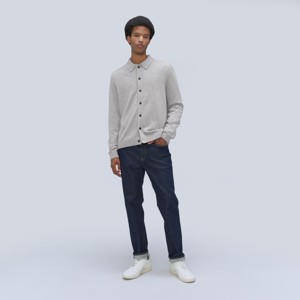 The Merino-Blend Sweater Polo |  Heathered Grey