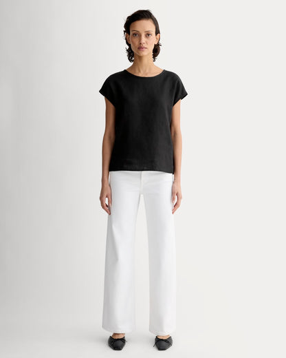 The Muscle Top in Linen | Black