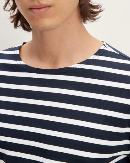 The Premium-Weight Long-Sleeve Mariner Tee |  Navy / Bone