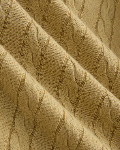 The Cable V-Neck in Cotton Cashmere | Classic Khaki