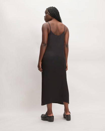 The Hammered Satin Slip Dress | Black