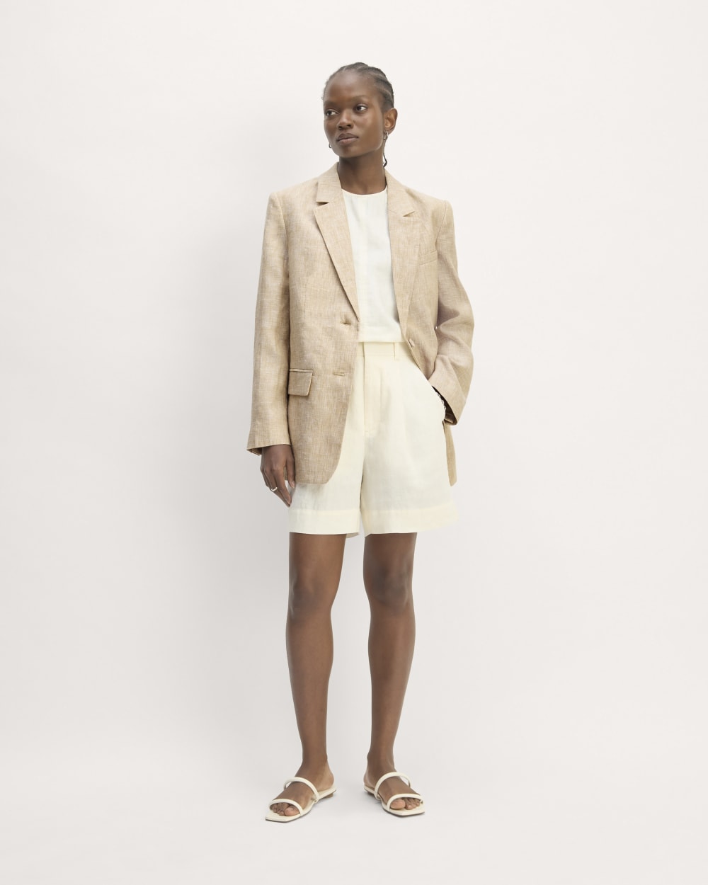 The Oversized Blazer in Linen | Cornstalk Chambray