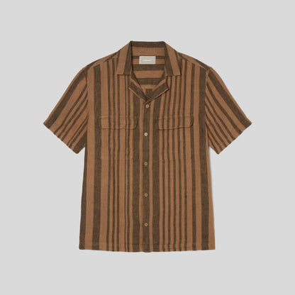 The Resort Shirt in Linen | Toasted Coconut / Black