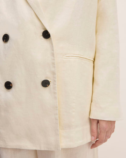 The Linen Double Breasted Blazer | Bone