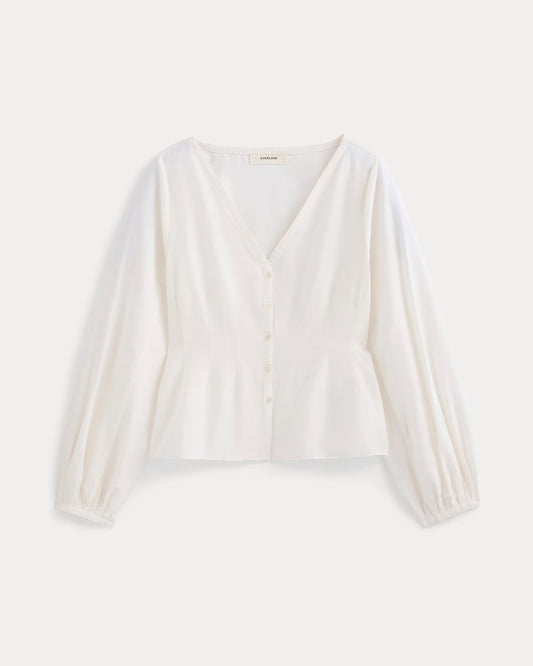 Balloon Sleeve Top in Cotton Silk | Bone