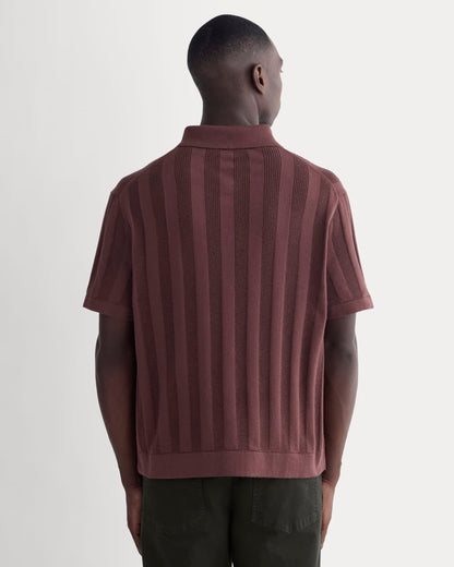 The No-Sweat Ribbed Polo | Dark Mahogany
