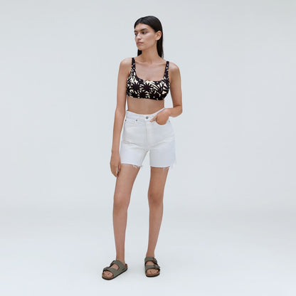 The Square-Neck Bikini Top | Black / Canvas Floral