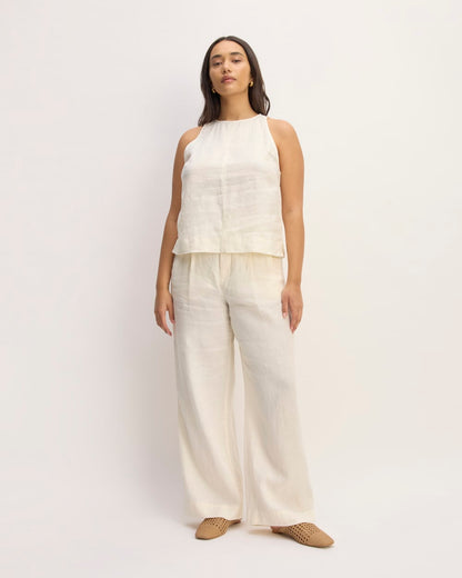 The Linen High-Neck Tank | Bone