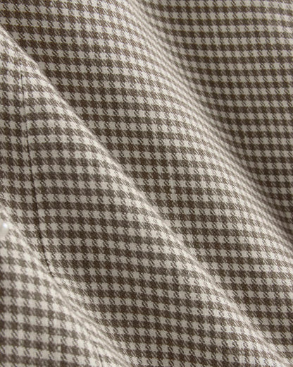 The Vest in Stretch Linen | Deep Taupe Mini Gingham