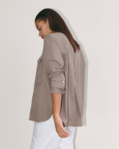 The Boyfriend Shirt in Flannel | Taupe Melange