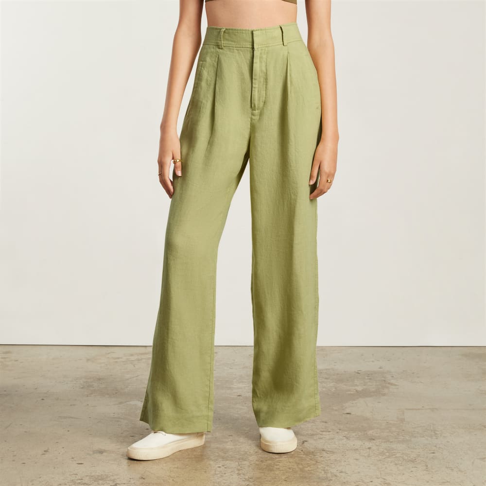 The Linen Way-High® Drape Pant  | Leek