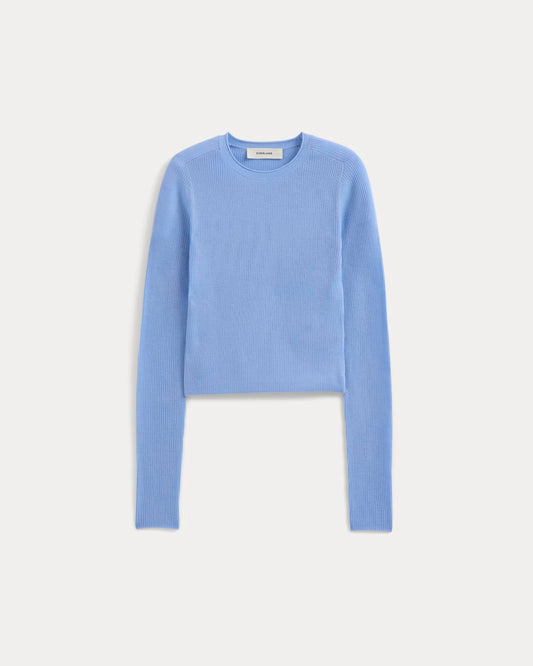 The Cropped Crew Top in Ultrafine Merino | Open Air Blue
