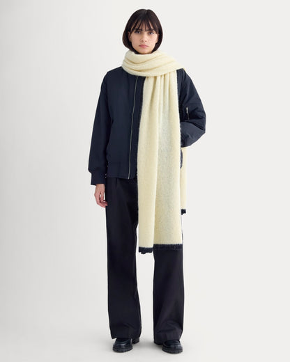 Plush Alpaca Scarf | Bone/ Black