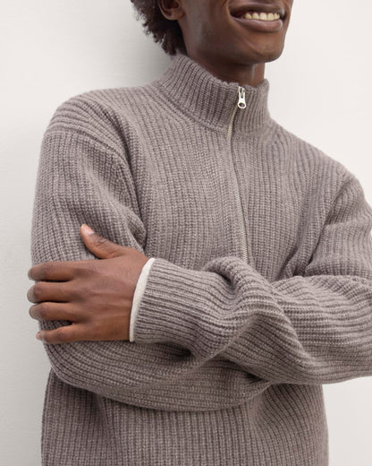 The Felted Merino Half-Zip Sweater | Taupe Melange
