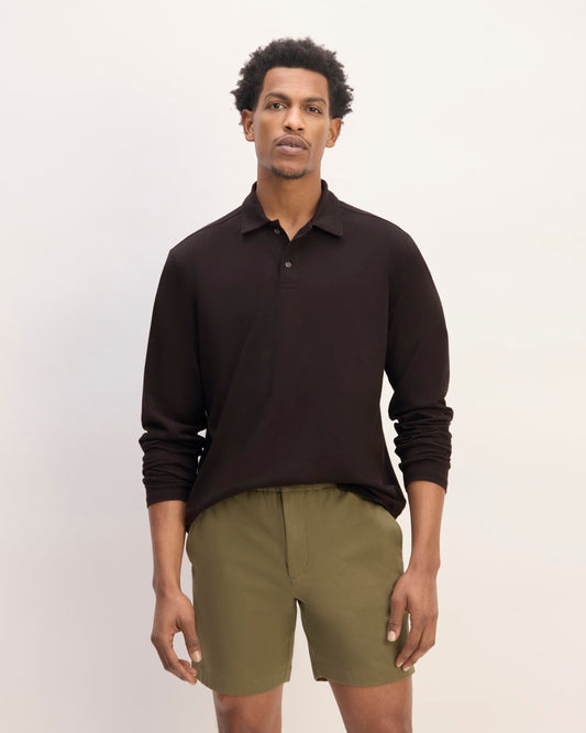 The Premium Weight Long-Sleeve Polo | Black