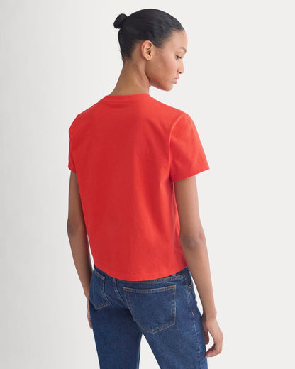 The Box-Cut Tee in Essential Cotton | Fiery Red | Pocket