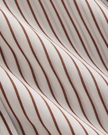 The Boxy Shirt in Washable Silk | Bone / Toffee Stripe
