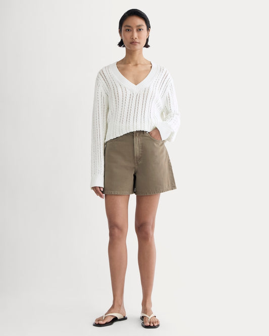 The A-Line Denim Short | Garment-Dyed Chocolate