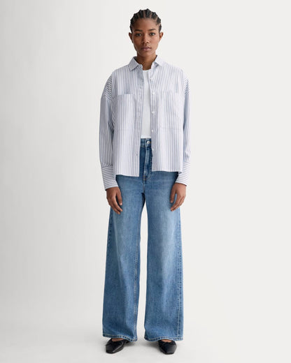 The Boxy Oxford | Bone / Mazarine Blue
