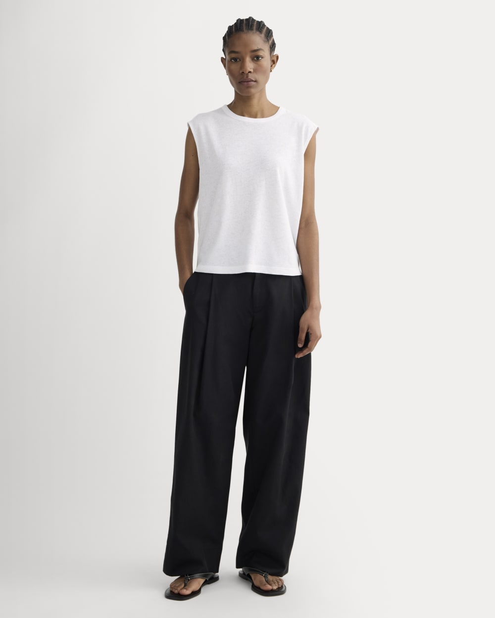The Muscle Tee in Cotton Linen | White