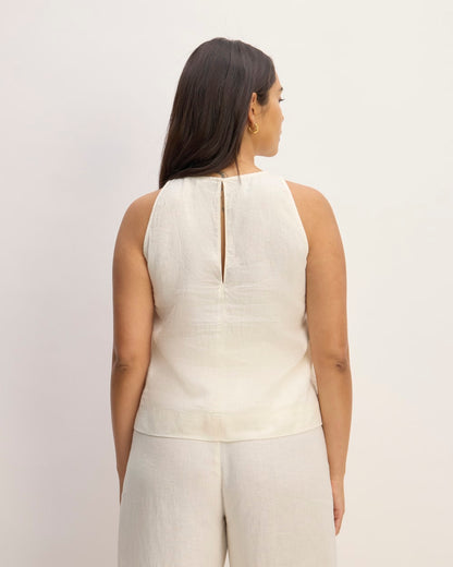 The Linen High-Neck Tank | Bone