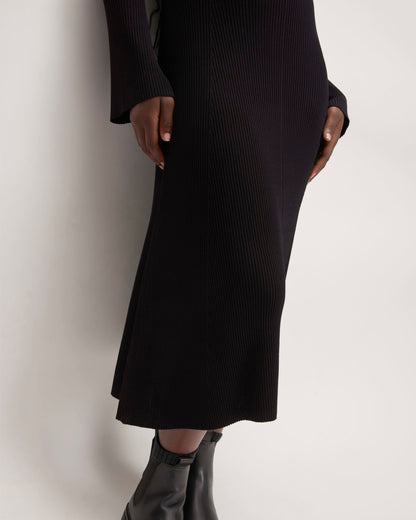 The Ribbed Mock Neck Midi Dress | Black