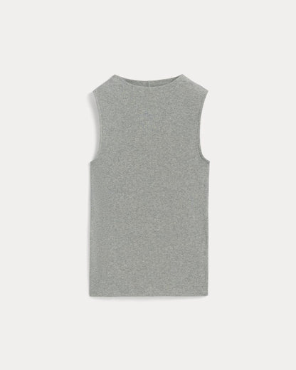The Luxe Rib Funnel-Neck Tank | Heathered Grey
