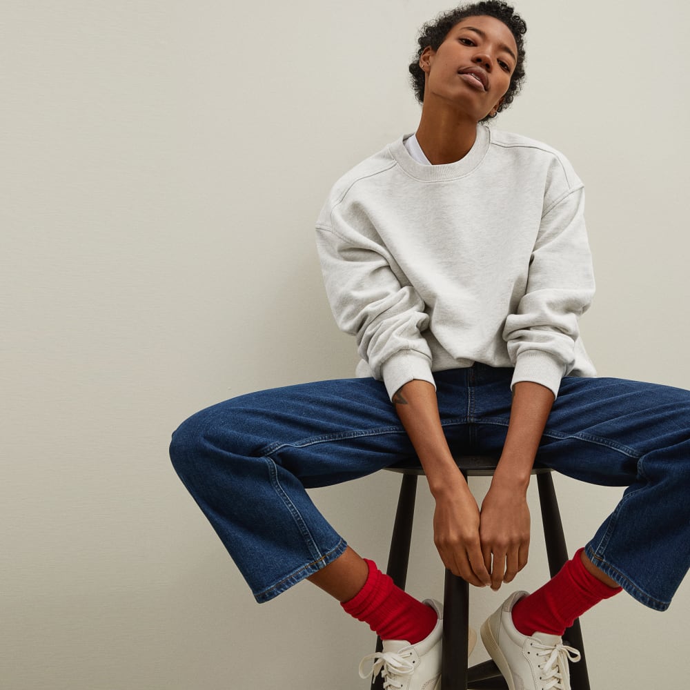 The Track Oversized Crew | Light Heather Grey